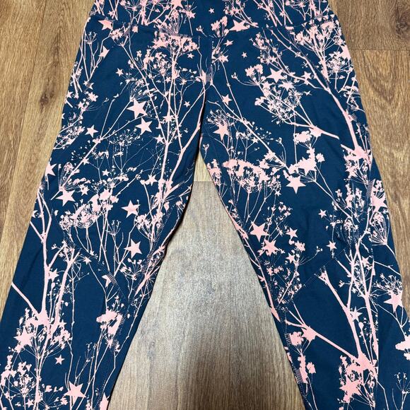 Sweaty Betty The Power Legging Yoga Pants XS Green Pink Star Floral Side Pocket - Picture 3 of 11